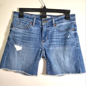 LOFT blue distressed jean shorts women's 00  #2051